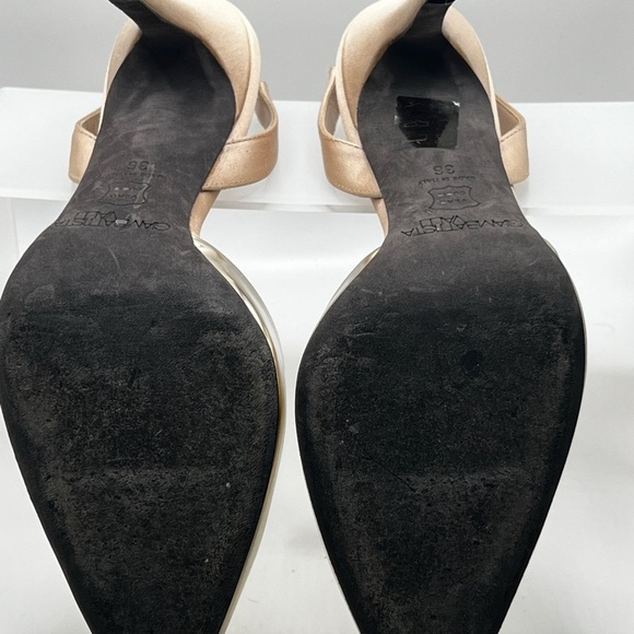 Giambattista Valli heels |Gold Leather Slingback Stiletto Heels - Picture 3 of 12